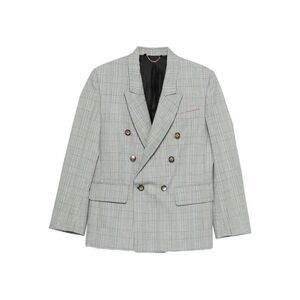Victoria Beckham Women Check Wool Double-Breasted Tailored Jacket